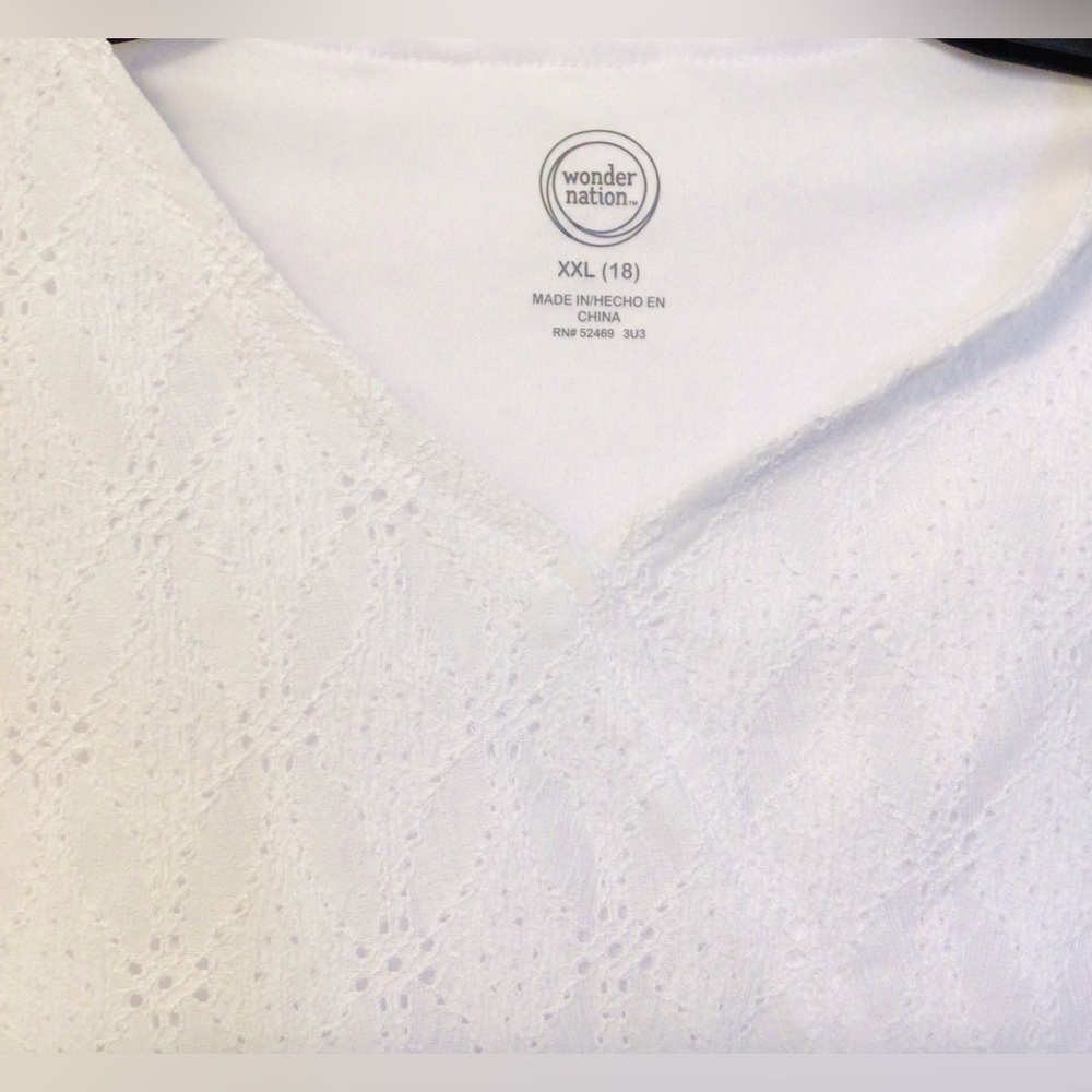 Wonder nation long sleeve white blouse girls size XXL / 18 - Picture 2 of 5